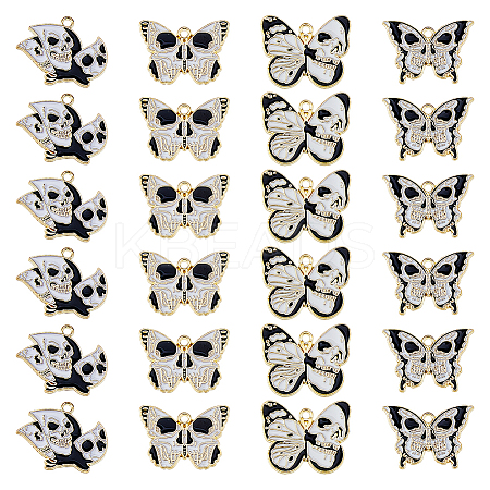 24Pcs 4 Styles Halloween Theme Alloy Enamel Pendants ENAM-DC0002-07-1
