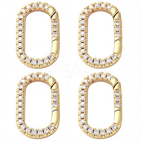 4Pcs Rack Plated Brass Micro Pave Clear Cubic Zirconia Clasps KK-SC0005-73-1