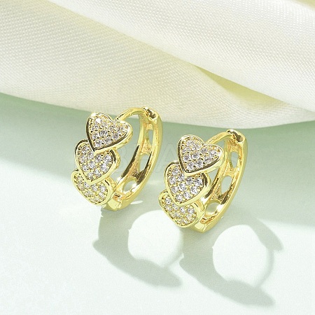 Brass Micro Pave Clear Cubic Zirconia Hoop Earrings EJEW-C122-03G-1
