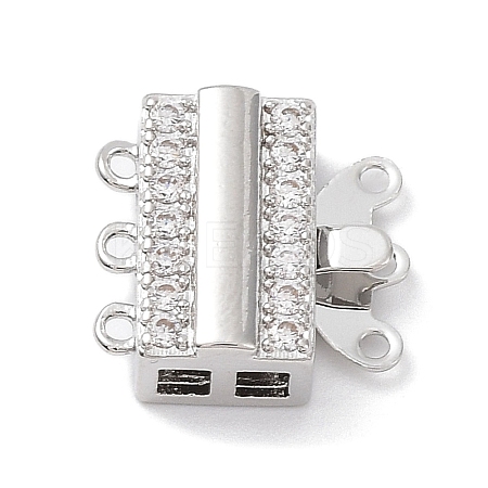 Brass Micro Pave Clear Cubic Zirconia Box Clasps KK-C031-10P-1