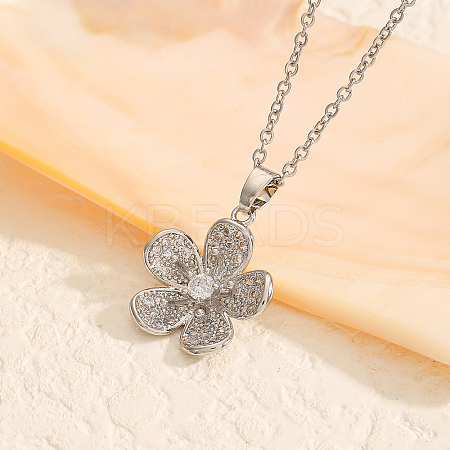 Fashionable Brass Full Crystal Rhinestone Flower Necklace for Women BV1149-1