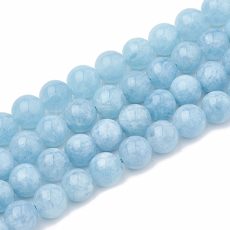 Dyed & Heated Natural Chalcedony Imitation Aquamarine Round Beads for DIY Bracelet Making Kit DIY-SZ0006-88B-1