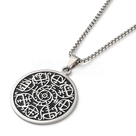 Vintage Round Coin Pendant Necklaces LS-NJEW-A023-04P-1