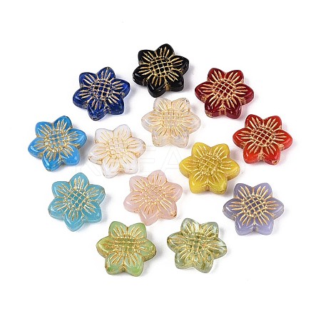 Sunflower Glass Beads GLAA-T025-52M-1