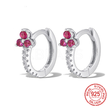 Anti-Tarnish Rhodium Plated Platinum 925 Sterling Silver Micro Pave Cubic Zirconia Hoop Earrings JU6681-5-1