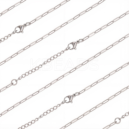 10Pcs 667 Stainless Steel Paperclip Chain Necklaces NJEW-BBC0001-48A-P-1