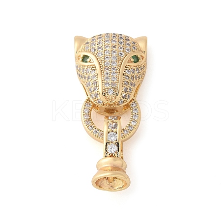 Brass Micro Pave Cubic Zirconia Fold Over Clasps KK-L289-001G-1