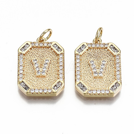 Brass Micro Pave Clear Cubic Zirconia Pendants KK-S356-234V-G-NF-1