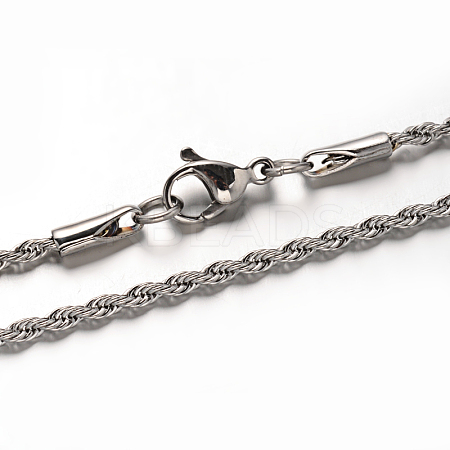 Non-Tarnish 304 Stainless Steel Rope Chains Necklaces NJEW-O067-A-37-1