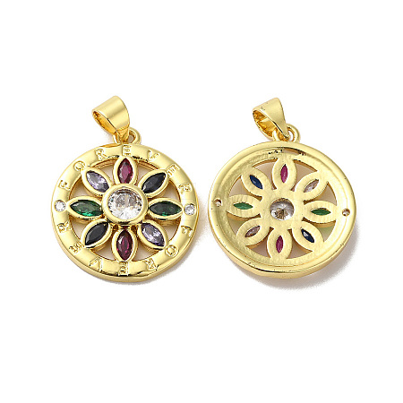 Rack Plating Brass Pave Cubic Zirconia Pendants KK-O142-40G-1