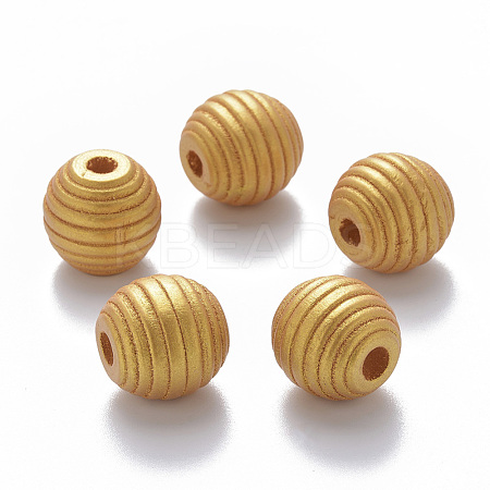 Painted Natural Wood Beehive European Beads WOOD-Q040-019A-B01-1