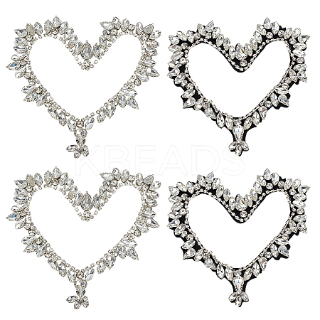 4Pcs 2 Styles Glass Rhinestone Iron on/Sew on Patches PATC-FG0002-71-1