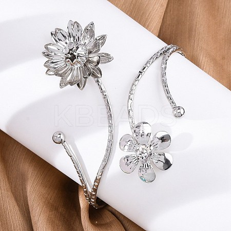Lotus Alloy Arm Cuff Bangles for Girl Women AJEW-A063-01D-P-1