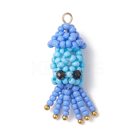 Handmade Glass Seed Beaded Octopus Shape Pendants PALLOY-MZ00934-1