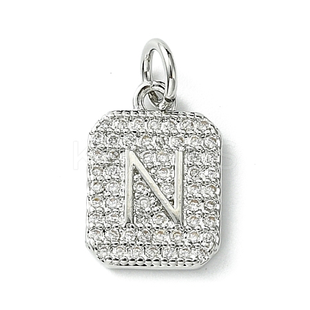 Rack Plating Brass Micro Pave Clear Cubic Zirconia Charms KK-G501-01N-P-1