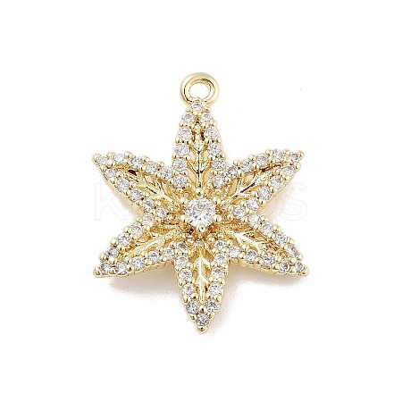Brass Pave Clear Cubic Zirconia Pendants KK-Z061-09G-02-1