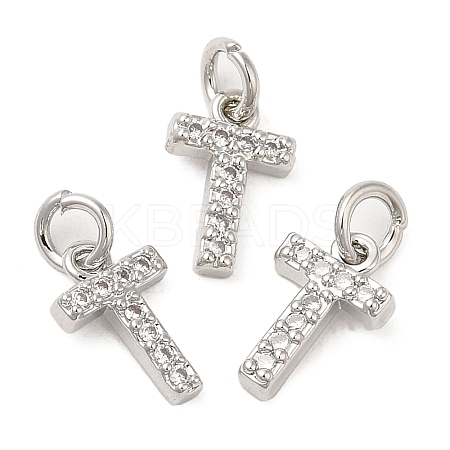Brass Micro Pave Grade AAA Cubic Zirconia Charms ZIRC-P067-11P-T-NR-1
