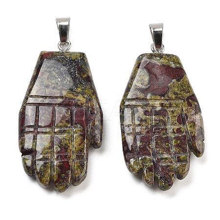 Natural Dragon Blood Carved Pendants G-K369-01P-09-1