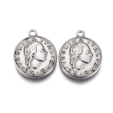 Tarnish Resistant 304 Stainless Steel Coin Pendants LS-STAS-F207-09P-1