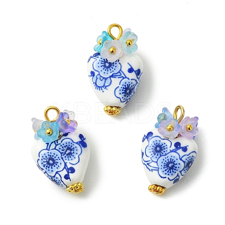 Heart Handmade Porcelain Pendants PALLOY-JF05915-01-1