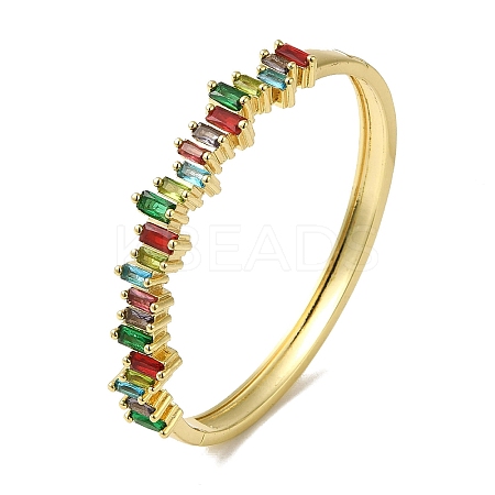 Brass Pave Glass Hinged Bangles for Women BJEW-B091-03G-1