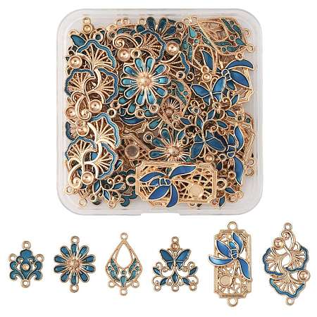 36Pcs 6 Styles Alloy Enamel Connector Charms FIND-FS0004-46C-1