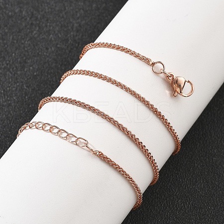 Brass Wheat Chains Necklaces for Women NJEW-D302-24RG-1