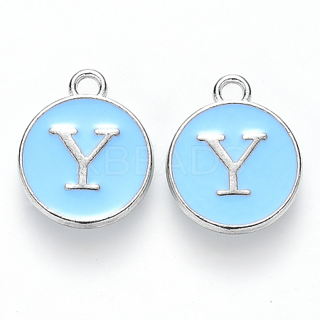 Platinum Plated Alloy Enamel Charms ENAM-S118-04Y-P-1