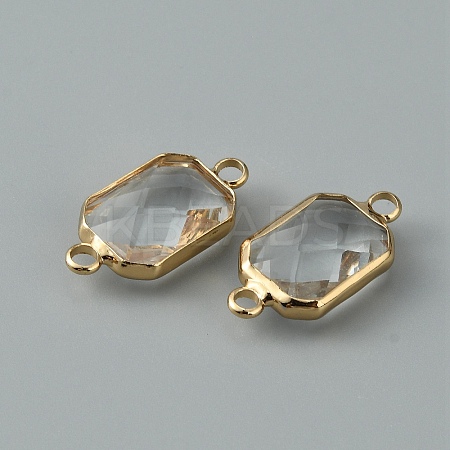 Glass Connector Charms GLAA-WH0036-16K-1