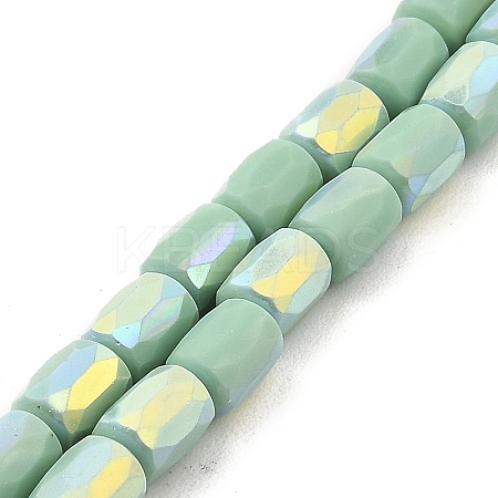 Frosted Imitation Jade Glass Beads Strands GLAA-P058-07B-10-1