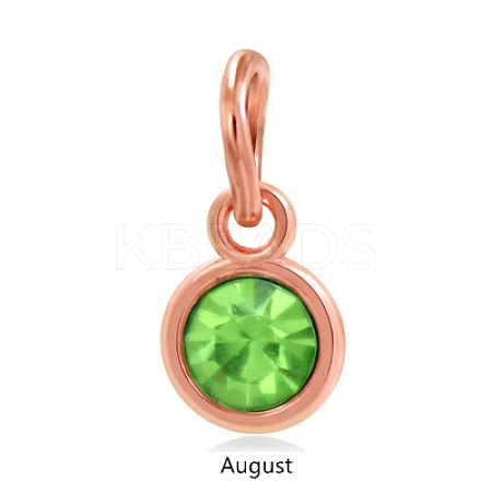 Rose Gold Plated Alloy Glass Rhinestone Charms PALLOY-TAC0016-A08-RG-1