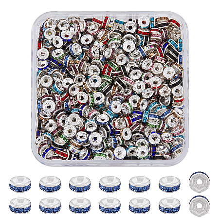 420Pcs 12 Colors Zinc Alloy Rhinestone Spacer Beads FIND-HY0001-83-1