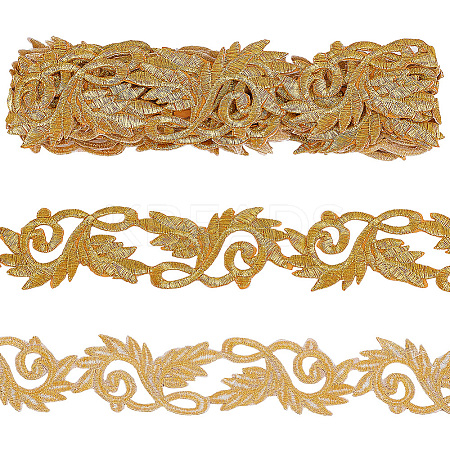 3.8M Ethnic Style Iron on/Sew on Embroidery Flower Polyester Lace Trim Ribbon OCOR-WH0070-121B-1