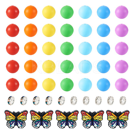 DIY Round/Butterfly Silicone & Brass Rhinestone Beads Findings Kits DIY-TA0011-59-1