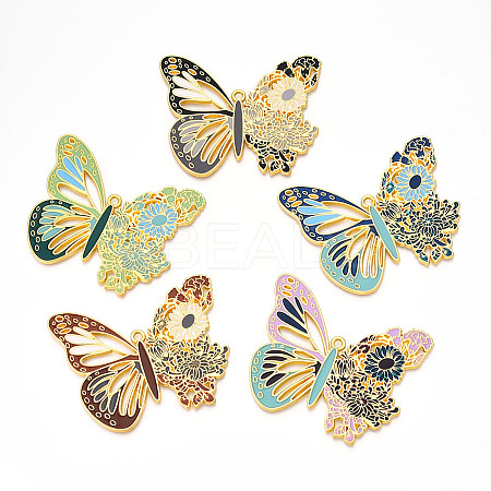 Rack Plating Alloy Enamel Big Pendants ENAM-N056-397-G-1