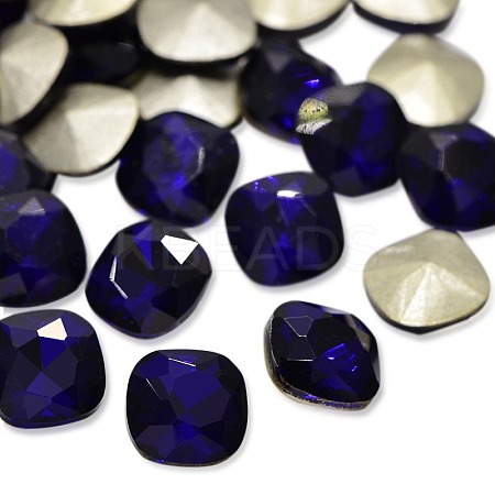 Faceted Square Glass Pointed Back Rhinestone Cabochons RGLA-A003-10x10mm-S06-1