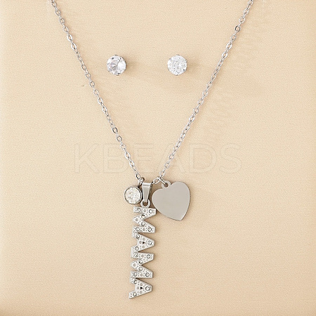 Mother's Day 304 Stainless Steel Jewerly Sets WG62052-02-1