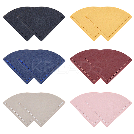 12Pcs 6 Colors PU Leather Fan Bookmarks AJEW-CL0002-09-1