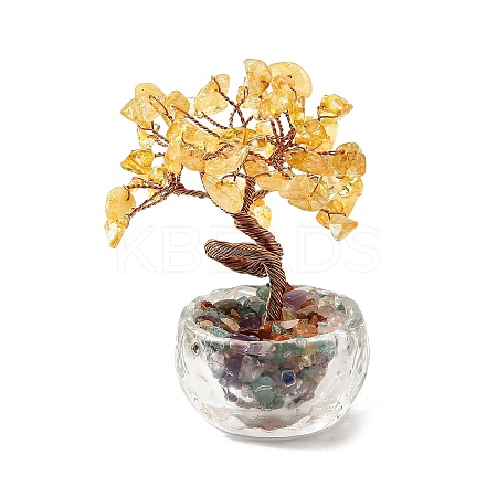 Natural Yellow Quartz Chips Tree of Life Decorations DJEW-Q010-01A-1