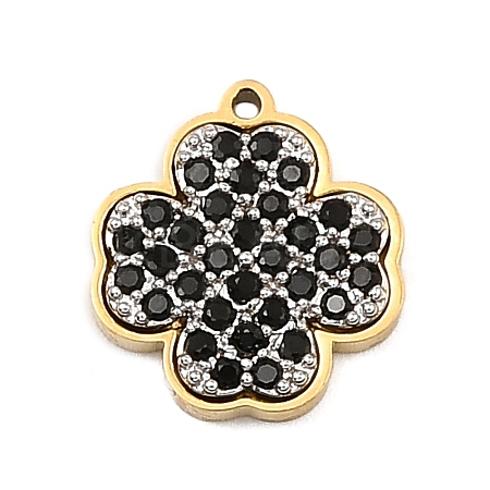 304 Stainless Steel Micro Pave Cubic Zirconia Charms STAS-I356-04G-07-1