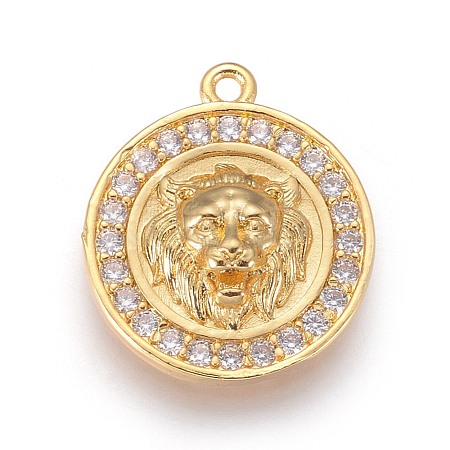 Brass Micro Pave Cubic Zirconia Pendants KK-F809-08G-1