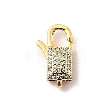 Brass Micro Pave Clear Cubic Zirconia Lobster Claw Clasps KK-A266-24A-G-1