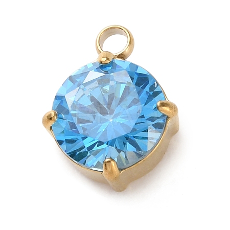 304 Stainless Steel Micro Pave Cubic Zirconia Pendants LS-STAS-K292-01G-03-1