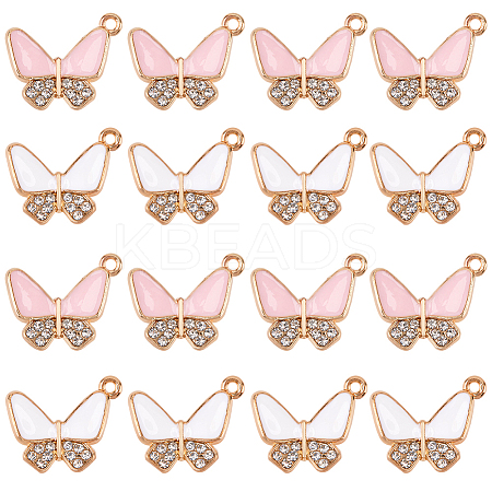 32Pcs 2 Colors Alloy Enamel Rhinestones Pendants ENAM-SC0005-54-1