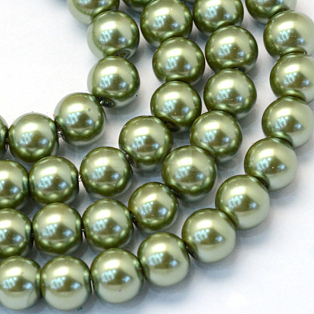 Baking Paint Pearlized Glass Pearl Round Bead Strands HY-Q003-10mm-49-1