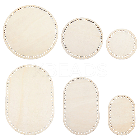 Flat Round & Oval Wood Knitting Crochet Bottoms DIY-FG0005-02-1