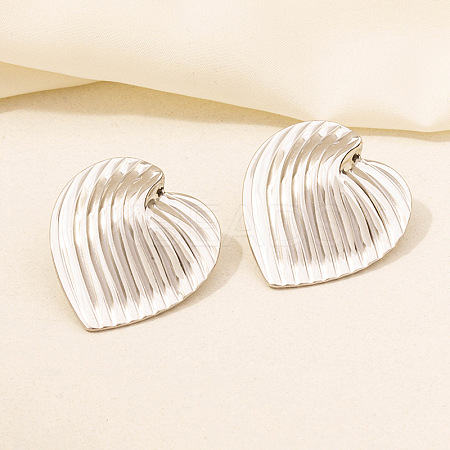 Stylish 304 Stainless Steel Heart Stud Earrings for Women IH1399-5-1