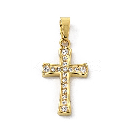 Ion Plating(IP) 304 Stainless Steel Micro Pave Cubic Zirconia Pendants STAS-Z107-08G-09-1