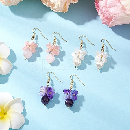 Flower Dangle Earrings EJEW-TA00631-1