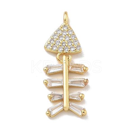Rack Plating Brass Micro Pave Clear Cubic Zirconia Pendants KK-G515-23G-1